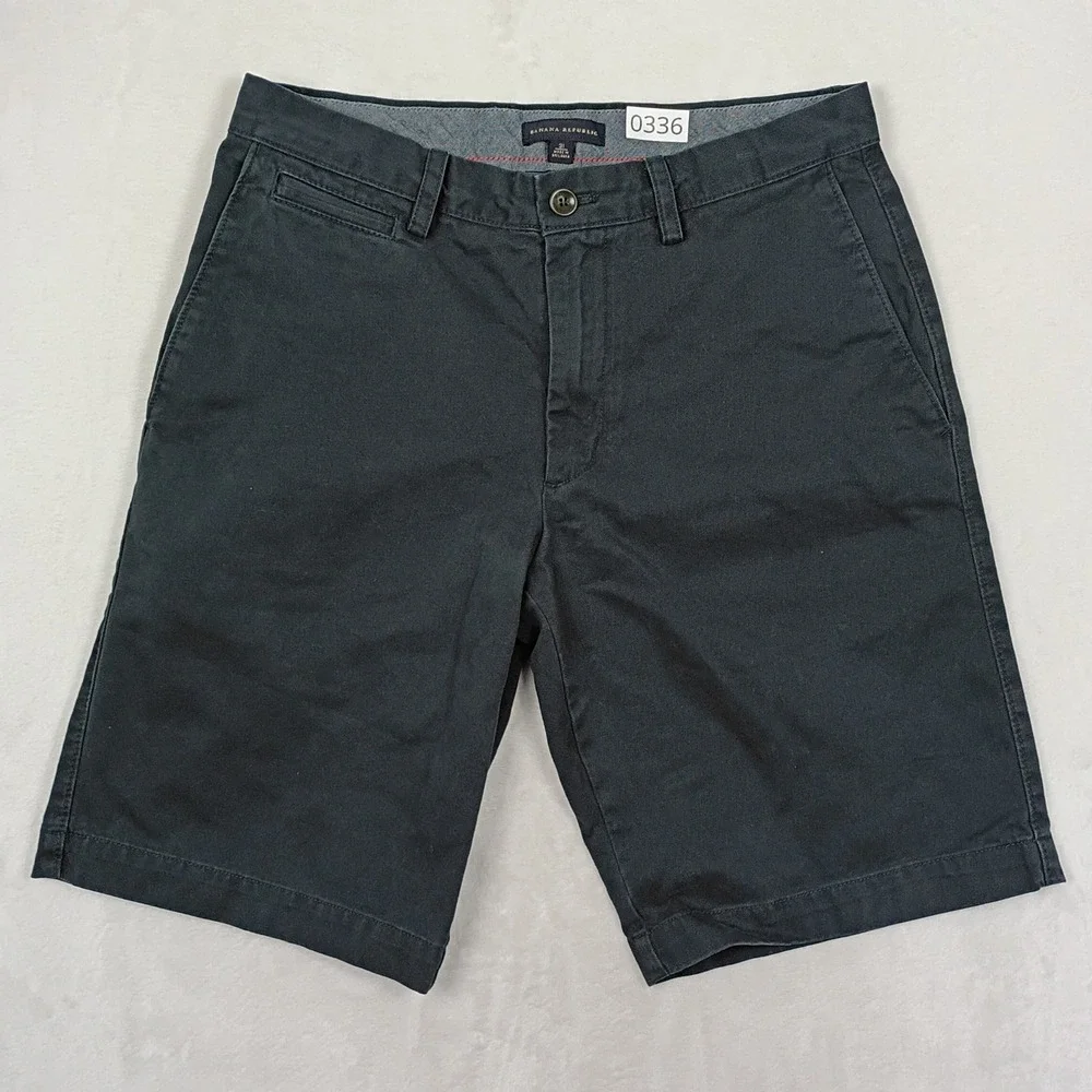 Banana Republic Chino Shorts Men 31 Navy Blue Cotton Twill Casual Classic Summer